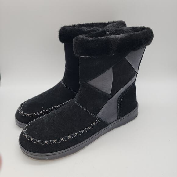Earth Origins Willa Fur Boots Size 11 Black Faux Suede Side Zip Winter Snow - Picture 10 of 11